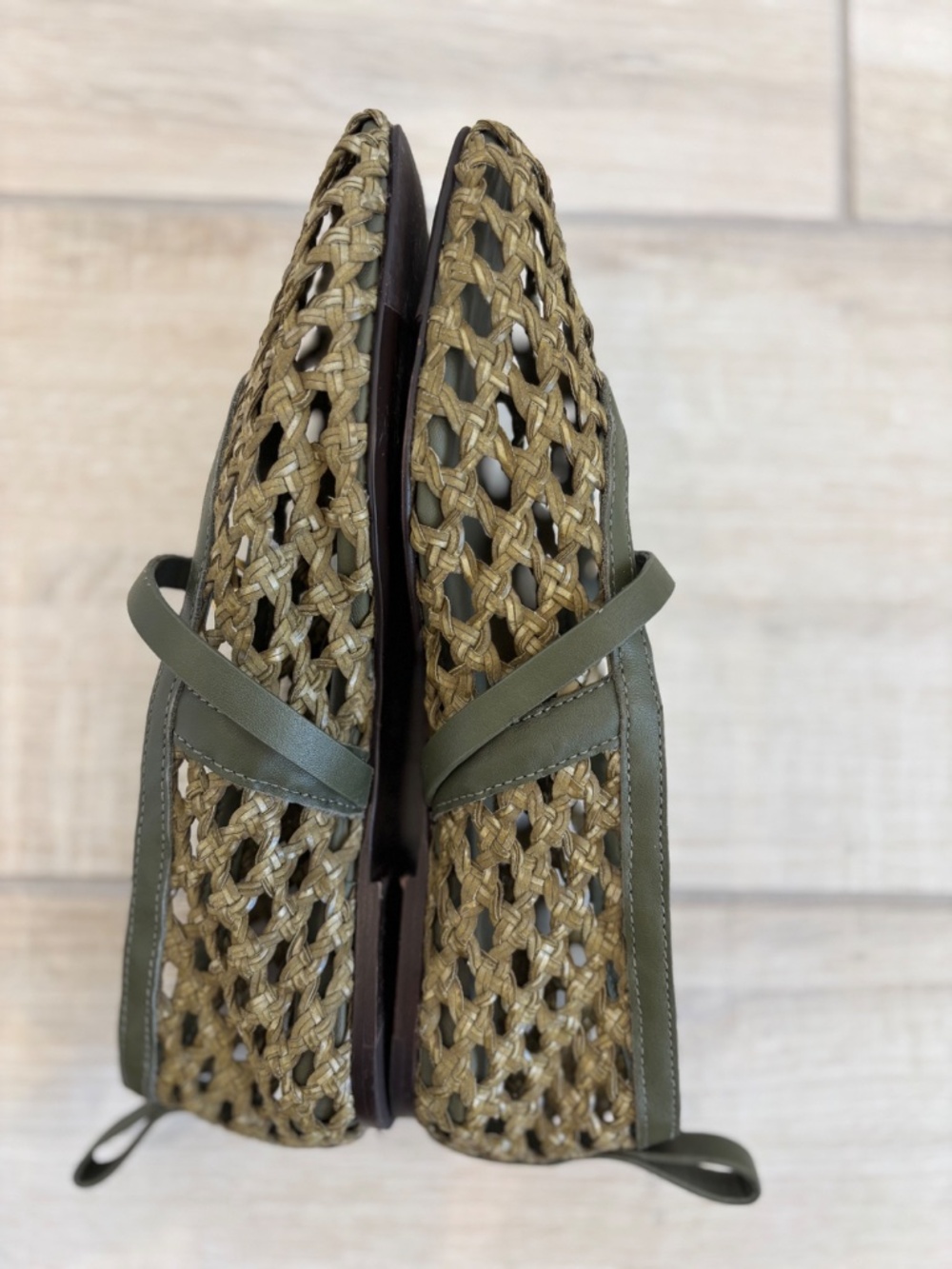 rag & bone Spire Woven Mary Jane Flats Loden Green Sz 37 US 7 - Picture 6 of 12